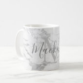 Trendy Silver Foil Marble Monogram Kaffeetasse (Vorderseite Links)