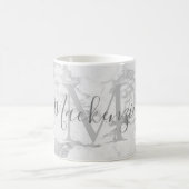 Trendy Silver Foil Marble Monogram Kaffeetasse (Mittel)