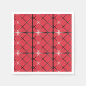 Trendy Silver Geometric Muster Rot Stilvolle Kunst Serviette (Vorderseite)