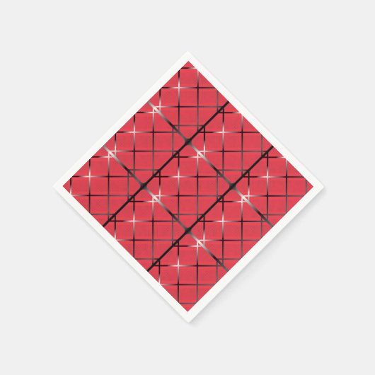 Trendy Silver Geometric Muster Rot Stilvolle Kunst Serviette (Ecke)