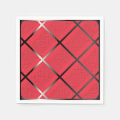 Trendy Silver Geometric Muster Rot Stilvolle Kunst Serviette (Vorderseite)