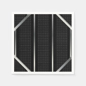 Trendy Silver Geometric Pattern Schwarz Stilvolle  Serviette (Vorderseite)