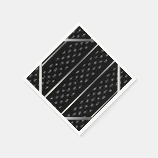 Trendy Silver Geometric Pattern Schwarz Stilvolle  Serviette (Ecke)