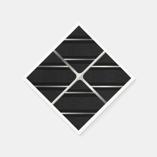 Trendy Silver Geometric Pattern Schwarz Stilvolle Serviette (Ecke)