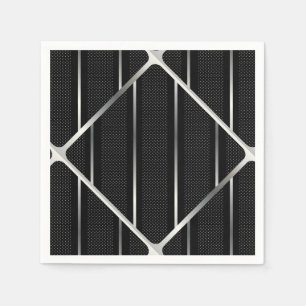 Trendy Silver Geometric Pattern Schwarz Stilvolle Serviette