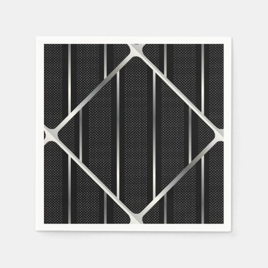 Trendy Silver Geometric Pattern Schwarz Stilvolle  Serviette (Vorderseite)