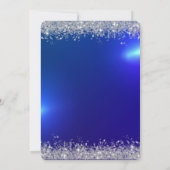 Trendy Silver Glitzer Diamonds Balloons Navy Blue Einladung (Rückseite)