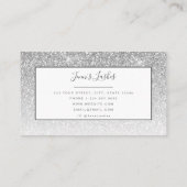 Trendy Silver Glitzer Lashes Brows Makeup Artist Visitenkarte (Rückseite)