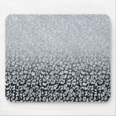 Trendy Silver Glitzer & Leopard Ombre Black Print Mousepad (Vorne)