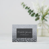 Trendy Silver Glitzer & Leopard Ombre Black Print Visitenkarte (Stehend Vorderseite)