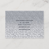 Trendy Silver Glitzer & Leopard Print Ombre Design Visitenkarte (Rückseite)