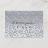 Trendy Silver Glitzer & Leopard Print Ombre Design Visitenkarte (Vorderseite)