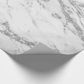 Trendy Silver Glitzer Marmorglanz Geschenkpapier (Ecke)