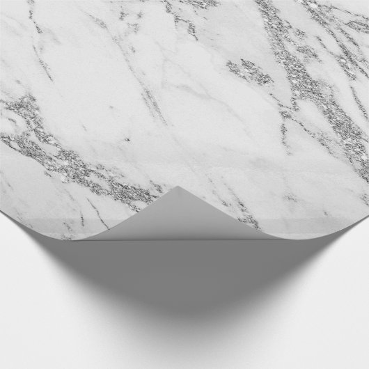 Trendy Silver Glitzer Marmorglanz Geschenkpapier (Ecke)