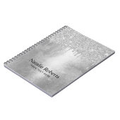 Trendy Silver Glitzer Tropfen Aluminium Textur Notizblock (Linke Seite)
