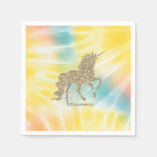 Trendy Silver Glitzer Unicorn Gefärbte Krawatte Serviette