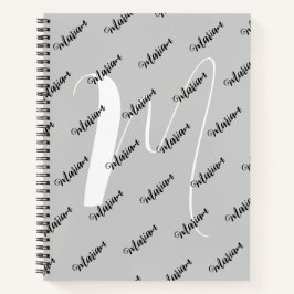Trendy Silver Gray Color - Initialname Monogram Notizblock