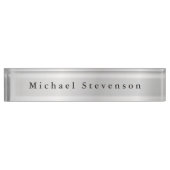 Trendy Silver Gray Modern einzigartig Namensplakette (Vorderseite)