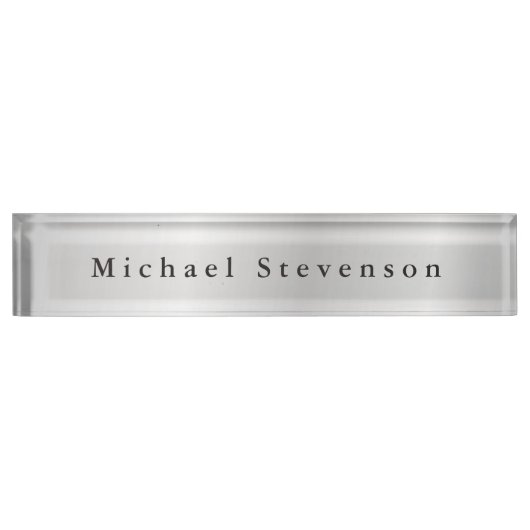 Trendy Silver Gray Modern einzigartig Namensplakette (Vorderseite)
