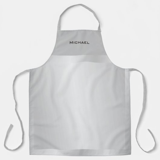 Trendy Silver Gray Moderner Beruflicher Name Schürze (Vorderseite)
