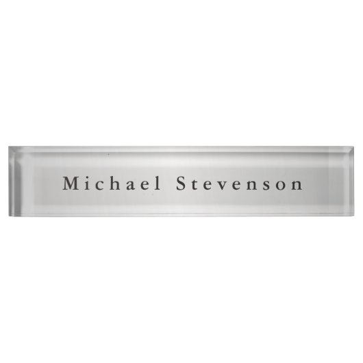 Trendy Silver Gray Modernes Beruflich Namensplakette (Vorderseite)