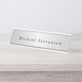 Trendy Silver Gray Modernes Beruflich Schreibtischnamensplakette (Vorderseite )