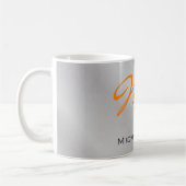 Trendy Silver Gray Orange Monogram Kaffeetasse (Links)