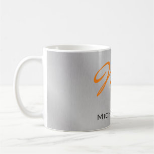 Trendy Silver Gray Orange Monogram Kaffeetasse