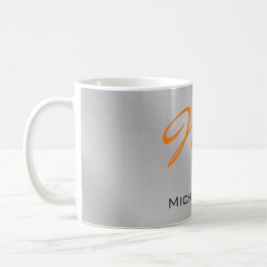 Trendy Silver Gray Orange Monogram Kaffeetasse (Links)