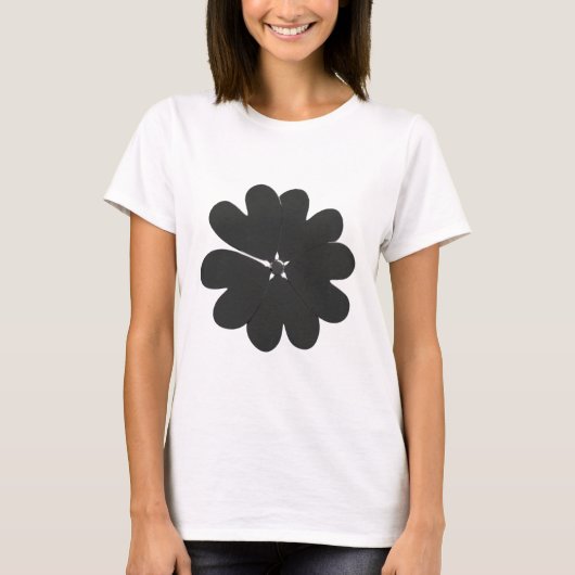 Trendy Silver Metallic Blume T - Shirt (Vorderseite)