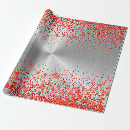 Trendy Silver Metallic Red Glitzer Geschenkpapier