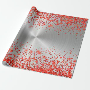 Trendy Silver Metallic Red Glitzer Geschenkpapier