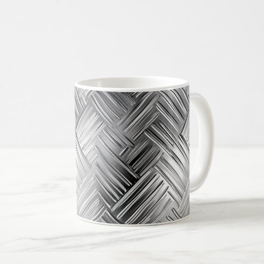 Trendy Silver Metallic Texture Tasse (VorderseiteRechts)