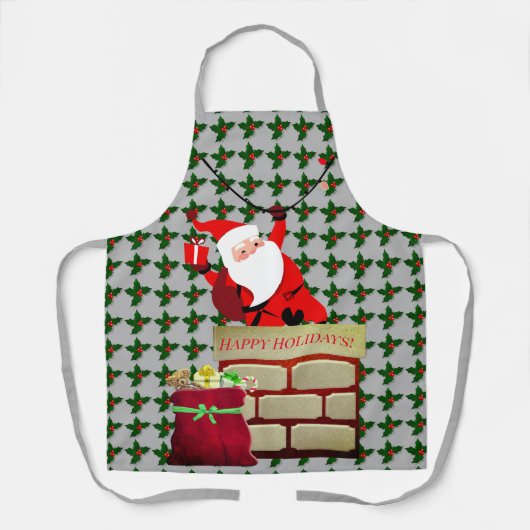 Trendy Silver Santa Claus Happy Holidays Schürze (Vorderseite)