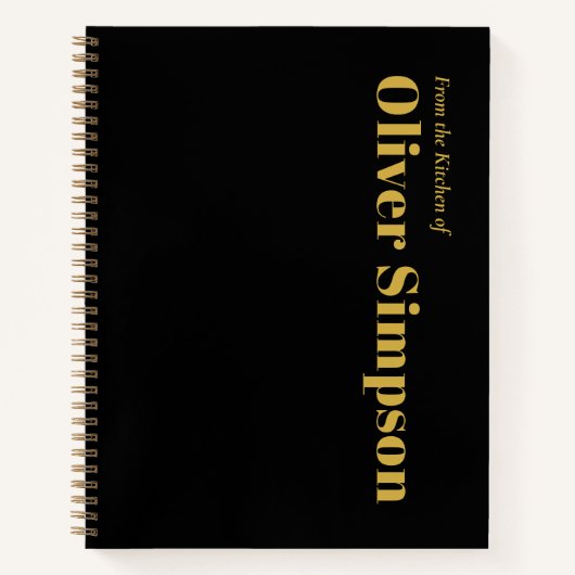 Trendy Simple Black Gold Monogramm Name Rezept Notizblock (Vorderseite)