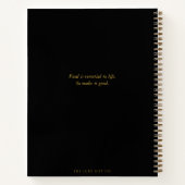 Trendy Simple Black Gold Monogramm Name Rezept Notizblock (Rückseite)