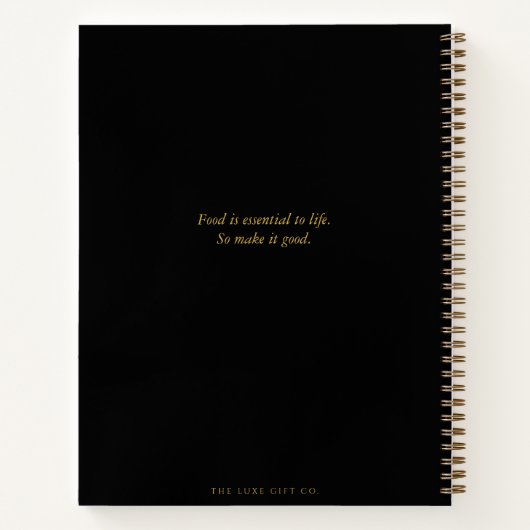 Trendy Simple Black Gold Monogramm Name Rezept Notizblock (Rückseite)