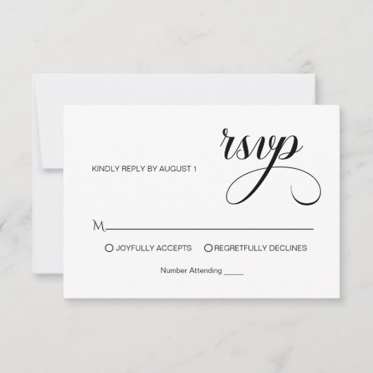 Trendy Simple Calligraphy Overlay Foto Wedding RSVP Karte (Vorderseite)