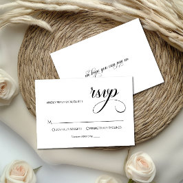 Trendy Simple Calligraphy Overlay Foto Wedding RSVP Karte