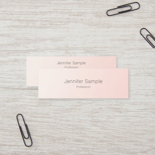 Trendy Simple Design Elegant Blush Pink Template Mini Visitenkarte (Vorderseite/Rückseite Beispiel)