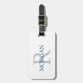 Trendy Simple DIY Monogram und Name, Gray & DkBlue Gepäckanhänger (Vorderseite vertikal)