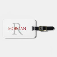 Trendy Simple DIY Monogram und Name, Gray & Maroon