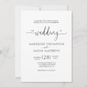 Trendy Simple Elegante Script Foto Wedding Einladung (Rückseite)