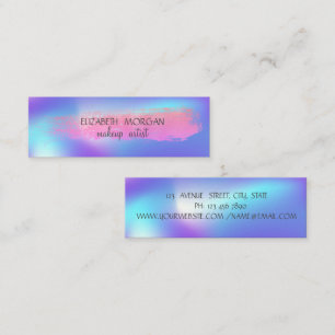 Trendy Simple Foil Brush Stroke, Holographic Mini Visitenkarte