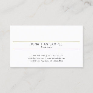 Trendy Simple Graphic Design Gold White Schlicht Visitenkarte