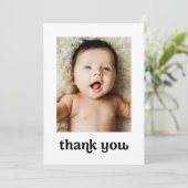 Trendy Simple Modern 2 Baby Fotos Vielen Dank Dankeskarte (Stehend Vorderseite)