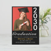 Trendy Simple Modern Lässig Foto Abschluss Einladung (Stehend Vorderseite)