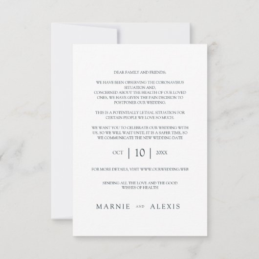 Trendy Simple Postponed Wedding Photo Instant (Rückseite)