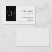 Trendy Simple Schwarz-weiß Monogram Business Card Visitenkarte (Vorne/Hinten)