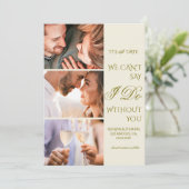 Trendy Simple Script Drei Foto Galerie QR CODE Save The Date (Stehend Vorderseite)